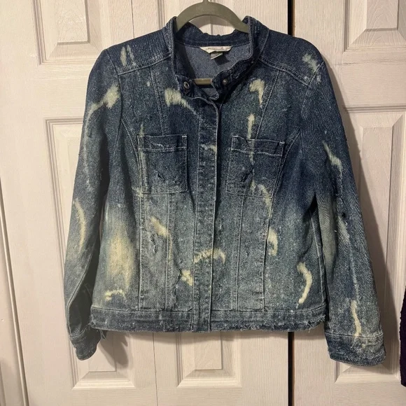 Nirvana Distressed Bleached Upcycled Graphic T-Shirt & Banded Collar Jean Jacket - Picture 2 of 3